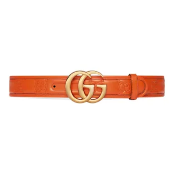 GUCCI Leather Leather Belts Women's Orange -