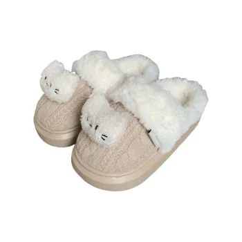 SHIGUDE Home Cotton Slippers Women's Khaki