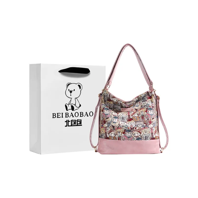 North Pack Canvas Backpack Women's Blue/Pink/Brown-7