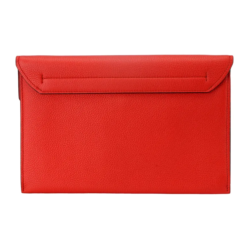 FERRAGAMO GANCINI Calfskin Clutch Women's Candy Apple Red-3