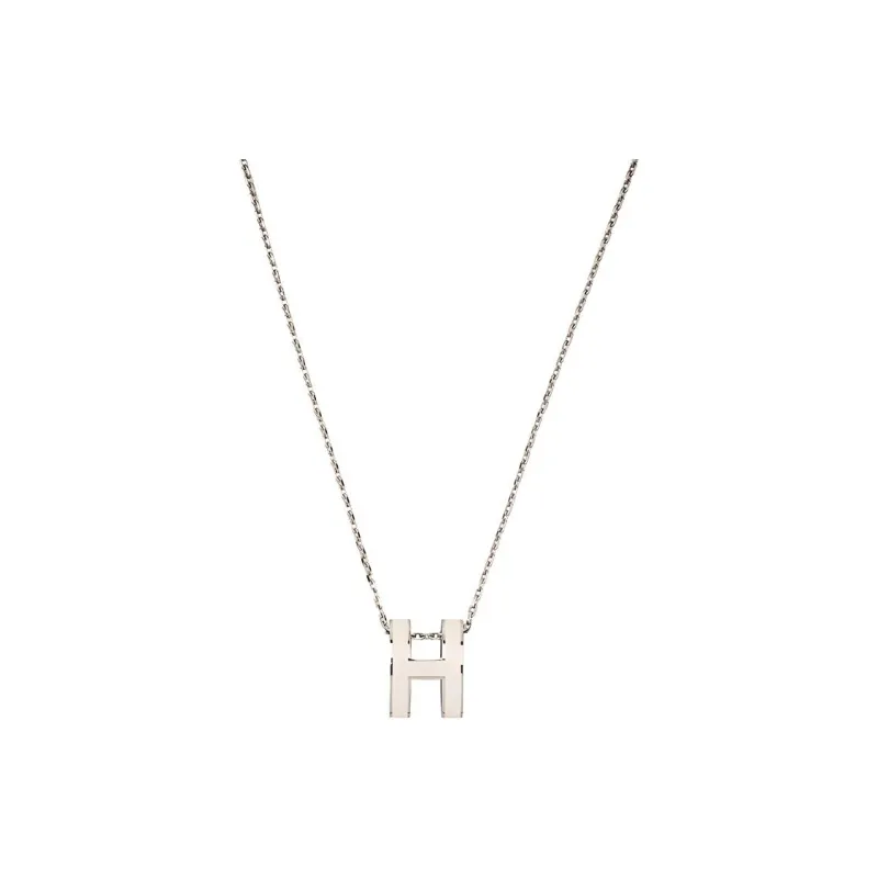 HERMES POP H Collection Metal Necklaces Women's Silver/White-2