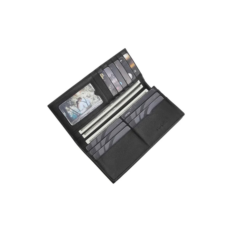 PIERRE CARDIN PVC With Top Grain Cow Leather Wallet Men's Black Gray-3