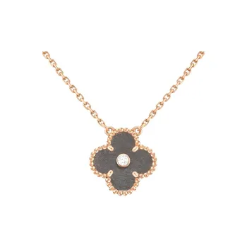 Van Cleef & Arpels Metal Necklaces Unisex Rose Gold, Obsidian