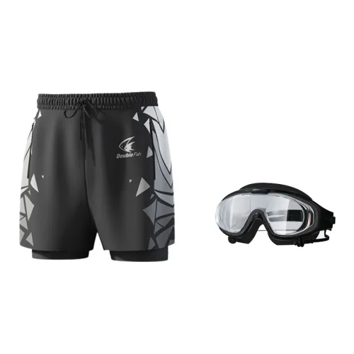 DOUBLEFISH Swimming Sets Polyester · Silicone Swimming Pool Hot Spring Seaside Men's Elegant Black