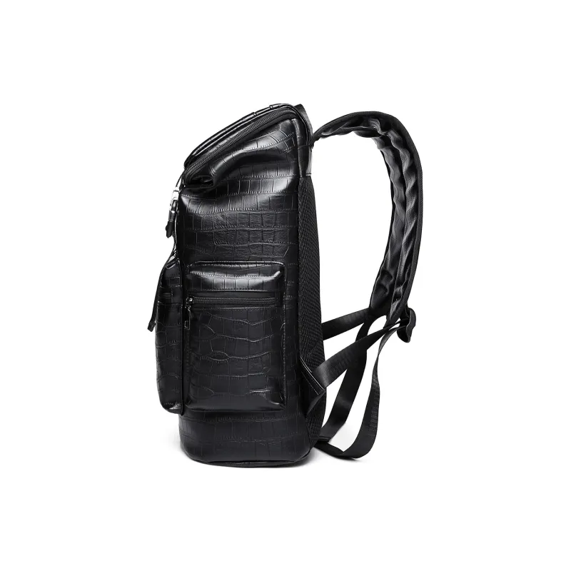 Ceion Keust PU Fabric Backpack Regular Unisex Crocodile Pattern/Diamond Pattern-2