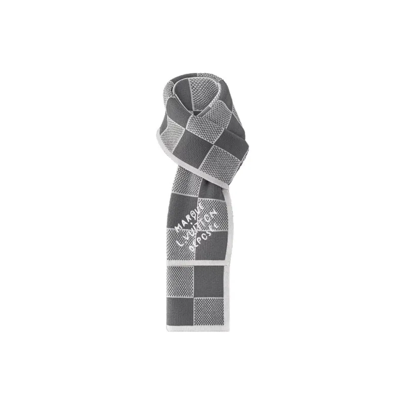 LOUIS VUITTON Wool Knit Scarves Men's Dark Gray-0