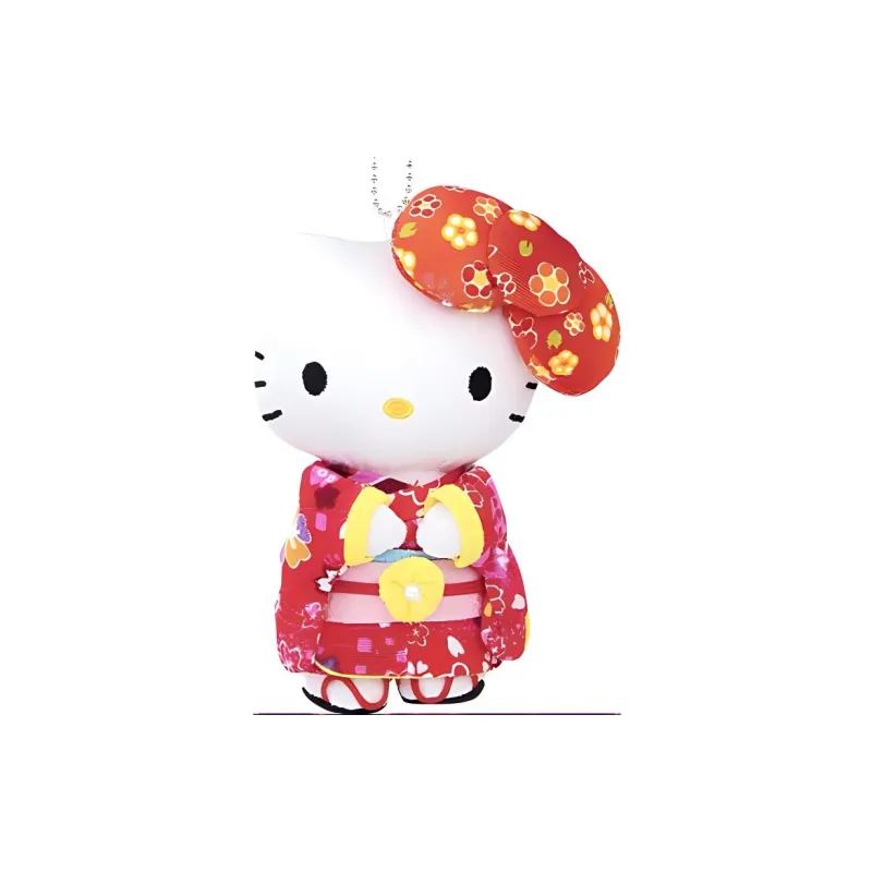Sanrio Red Bowknot Kimono Kitty Dolls Plush Pendant Trumpets High-1