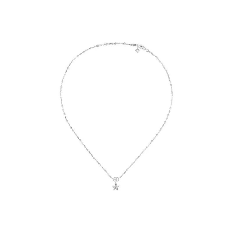 GUCCI Flower And Double G Necklace With Diamonds-1