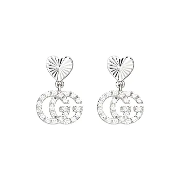 GUCCI GG Running Stud Earrings Women's Silver