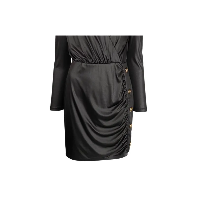 BALMAIN V Neck Draped Mini Dresss-5