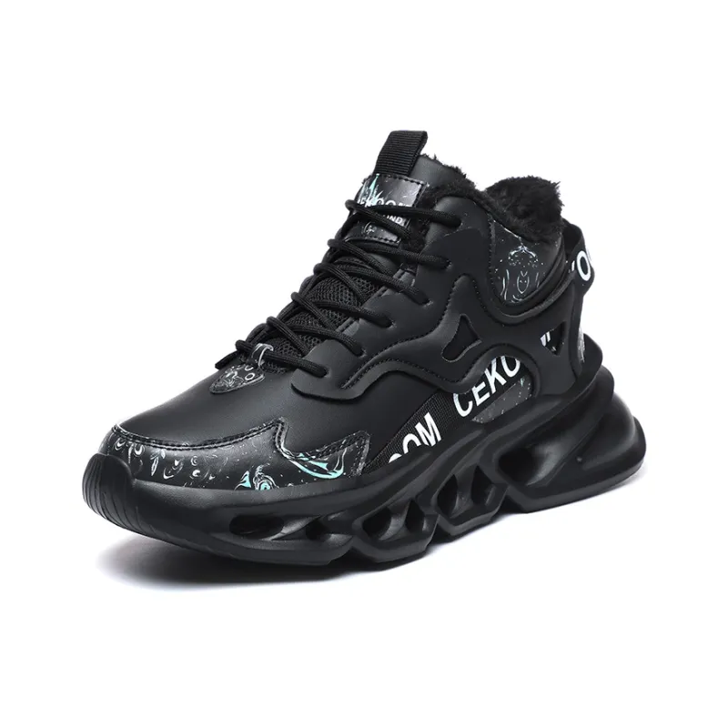 PNKE Anti Slip And Wear Resistant Height Increasing Warm Mid Top Chunky Sneakers Men's-36
