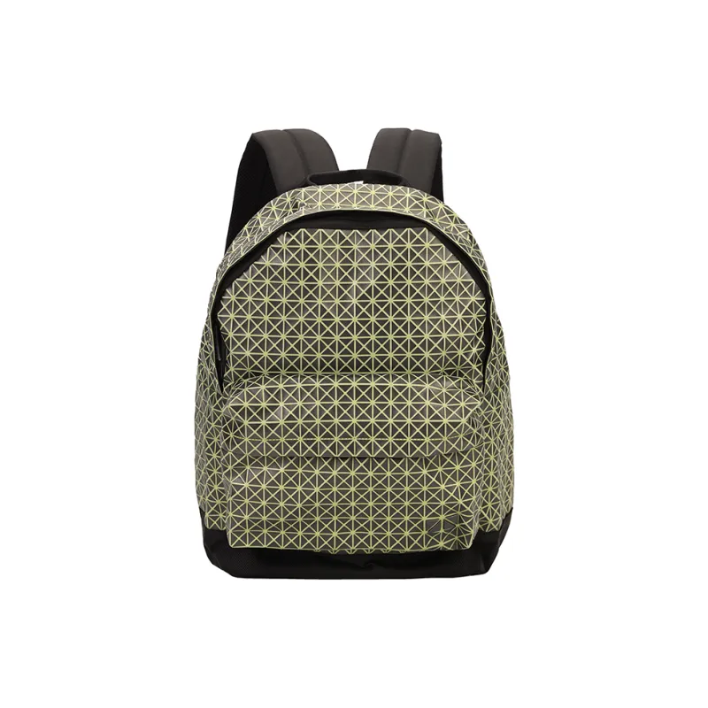 ISSEY MIYAKE Cotton With Cow Leather Backpack Women's Black & Green-1