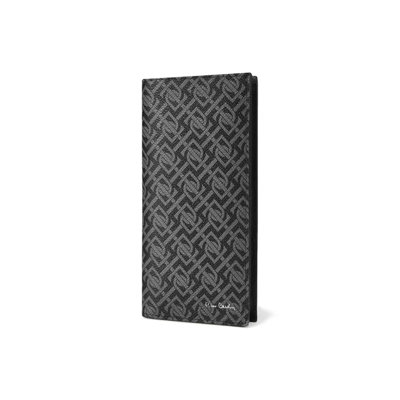 PIERRE CARDIN PVC With Top Grain Cow Leather Wallet Men's Black Gray-1