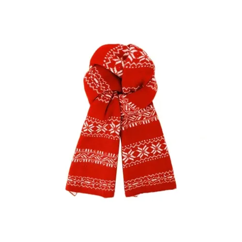 PISHUSHU Acrylic Knit Scarves Unisex Christmas Red