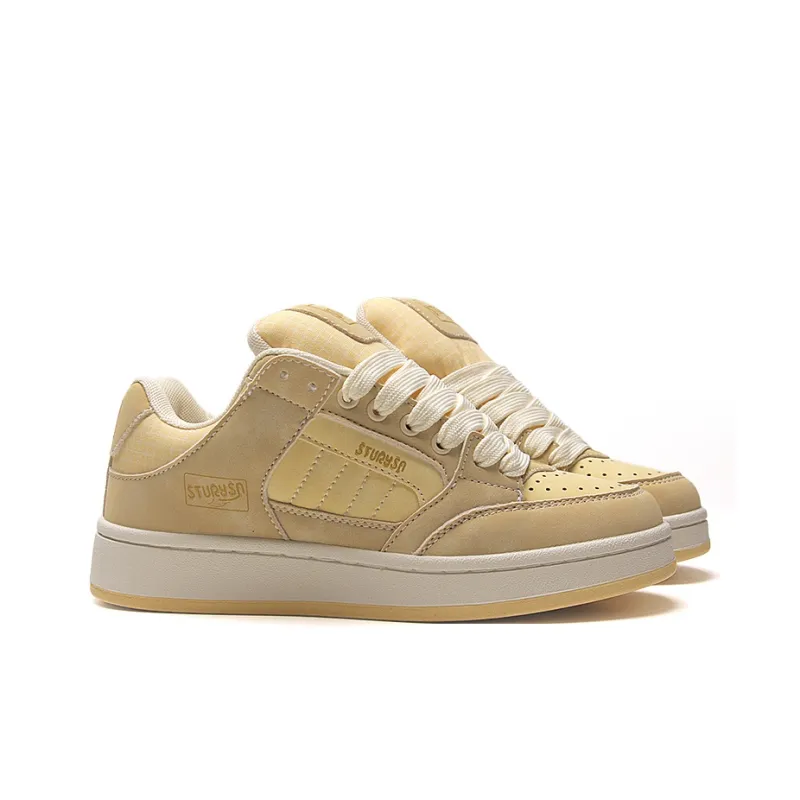 STUR YSN Wear resistant And Lightweight Low Top Skateboard Shoes Women's Almond Yellow-3