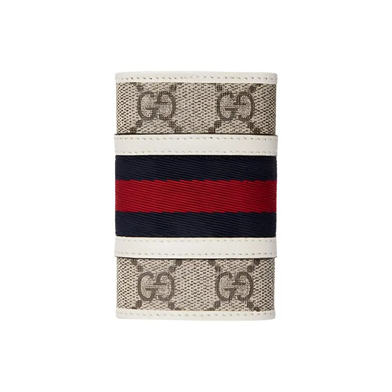 GUCCI Ophidia Canvas With Leather Trim Key Pouch Women's White/Beige-2