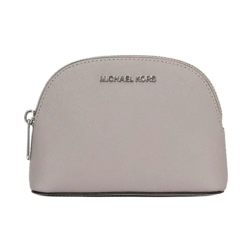 MICHAEL KORS Jet Set Travel Cow Leather Clutch Medium Size Women's Pearl Gray