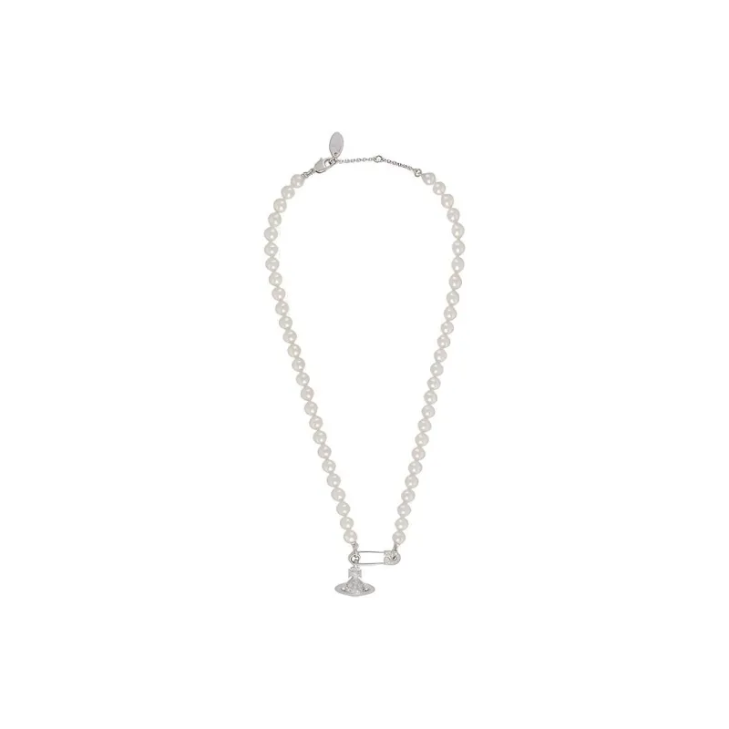 Vivienne Westwood Brass Glass Necklaces Women's Silver-2