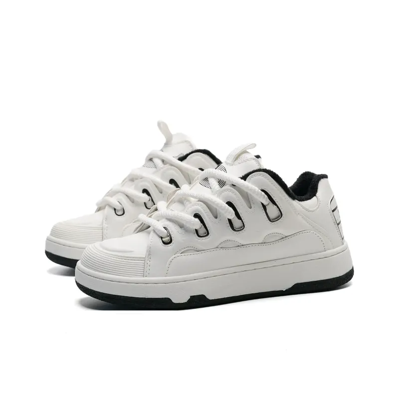UNIITY Skateboard Shoes Unisex Low Top White Black/White Red-3