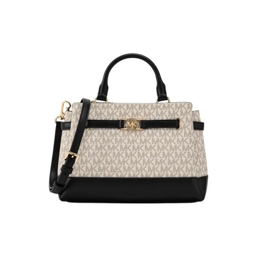 MICHAEL KORS Reed Coated Canvas Shoulder Bag, Crossbody Bag, Handbag Small Size Women's Vanilla & Black