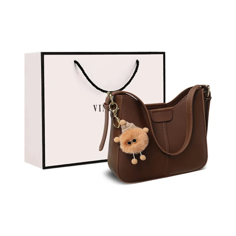 VINEY Synthetic Leather Shoulder Bag Crossbody Bag Tote Regular Women's Coffee-0