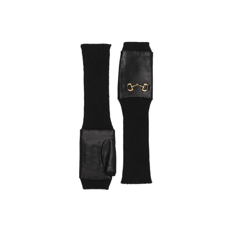GUCCI Wool Lambskin Gloves Women's Black-0