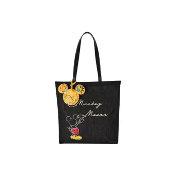 AJIDOU Disney, Collaboration Mickey Series Fabric Tote Bag, Shopping Bag, Shoulder Bag Large Size Women's Black