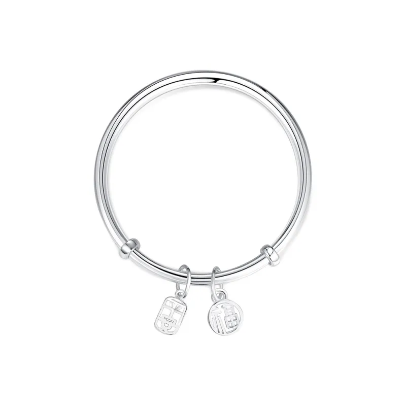ZHOUBAIFU 999 Fine Silver Bangles Unisex-0