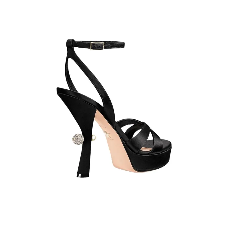 DIOR Tribales One Strap Sandals 12cm Women's Black-3