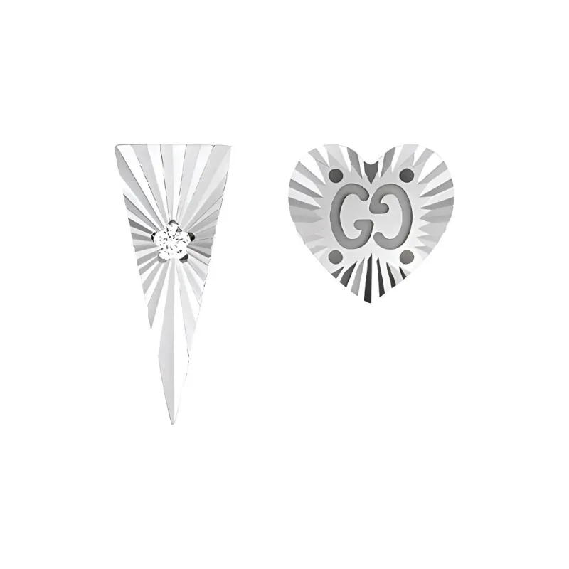 GUCCI Stud Earrings Women's White Gold-1