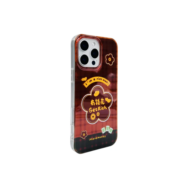 Wei Xin Acrylic Material Plaid Wealth Flower Stand Phone Cases Compatible With IPhone 16/15 Pro Max/Apple 13/14 Pro/Max-5