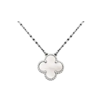 Van Cleef & Arpels Alhambra Four Leaf Lucky Series Mother Of Pearl Necklaces Women's Silver