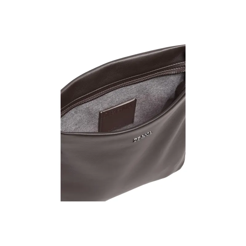 Zegna Cow Leather Shoulder Bag Crossbody Bag Men's Dark Brown-3