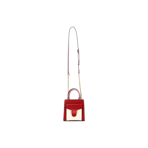 COACH Pepper Pebbled Leather Handbag Shoulder Bag Crossbody Bag Small Size Women's Red White Pink Multicolor