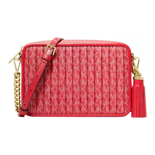 MICHAEL KORS Jet Set Charm Cow Leather Shoulder Bag, Crossbody Bag Medium Size Women's Red