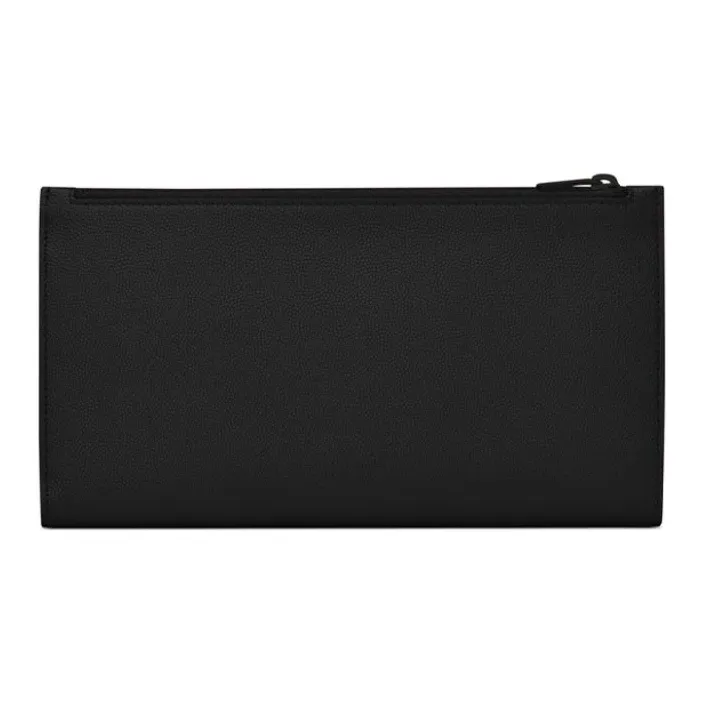 SAINT LAURENT UPTOWN Leather Clutch Wallet Large Size Women's Black-1
