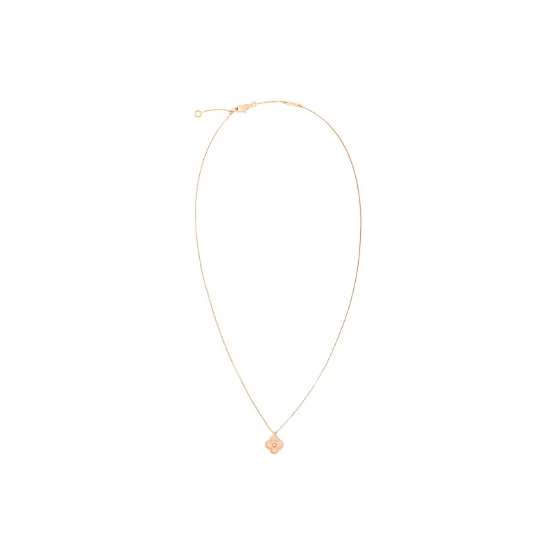 Van Cleef & Arpels Alhambra Four Leaf Lucky Series 18K Rose Gold Necklaces Women's Rose Gold, Single Flower-2