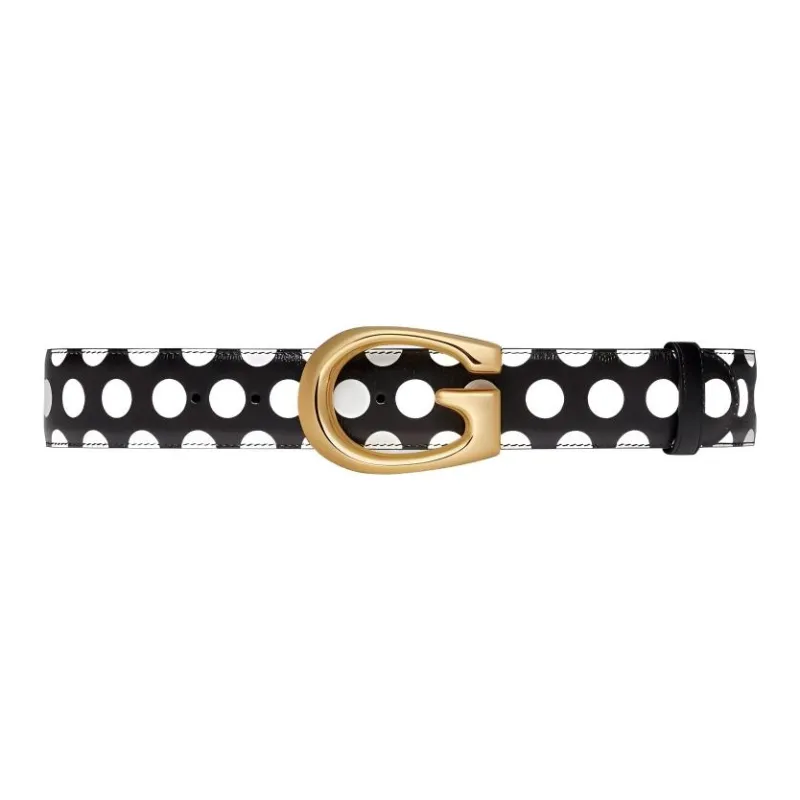 GUCCI Leather Belts Women's Black, White-0