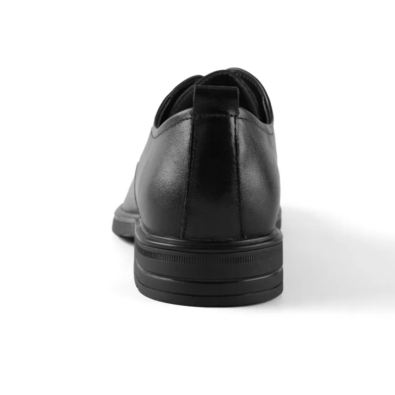 HLA Dress Shoes Top Grain Cow Leather Business Gentleman Solid Color Shiny Drawstring Lace Up Round Tip-3