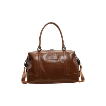 LETOO PU Gym Bag Travel Bag 20L Unisex Brown/Black/Ecru