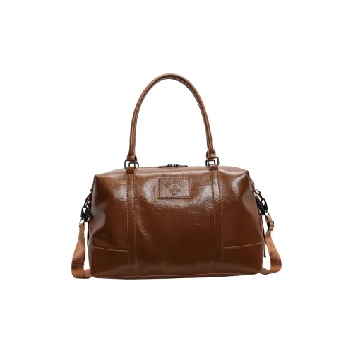 LETOO PU Gym Bag Travel Bag 20L Unisex Brown/Black/Ecru
