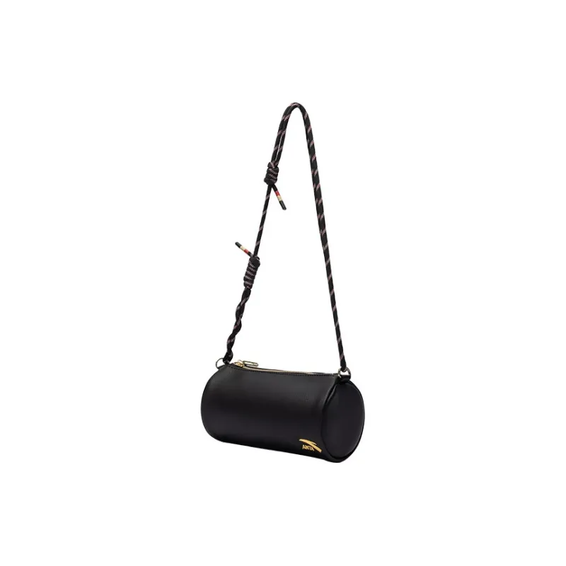Anta Synthetic Leather Cylinder Bag Crossbody Bag Regular Unisex Basic Black-1