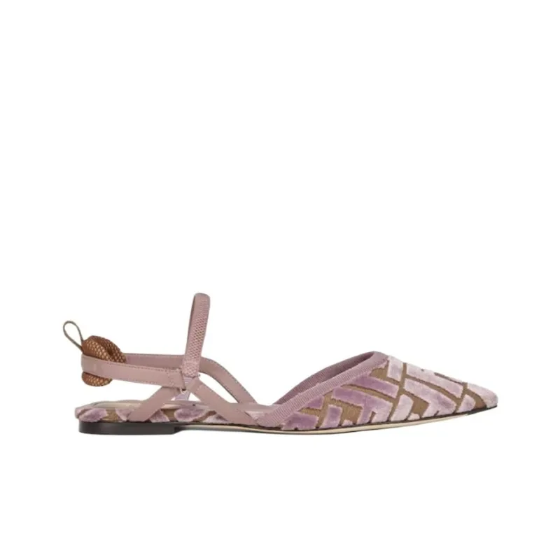 FENDI Ff Jacquard Pointed Toe Flats Women's-1