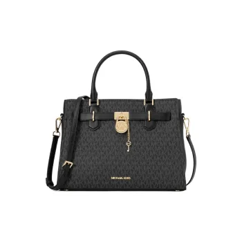 MICHAEL KORS Hamilton Series Coated Canvas Tote Bag Shopping Bag Shoulder Bag Handbag Medium Size Women's Black