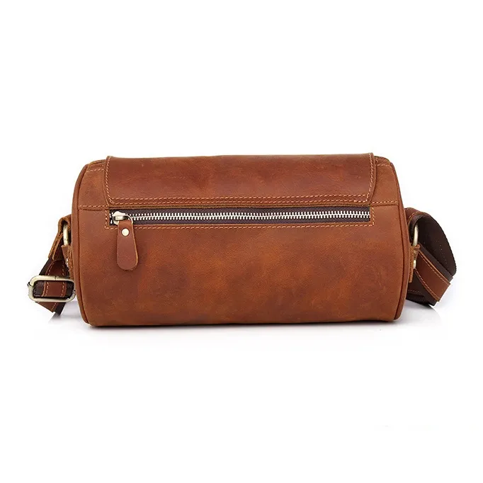 DOSRFINI Cow Leather Cylinder Bag Crossbody Bag Regular Men's Brown-1