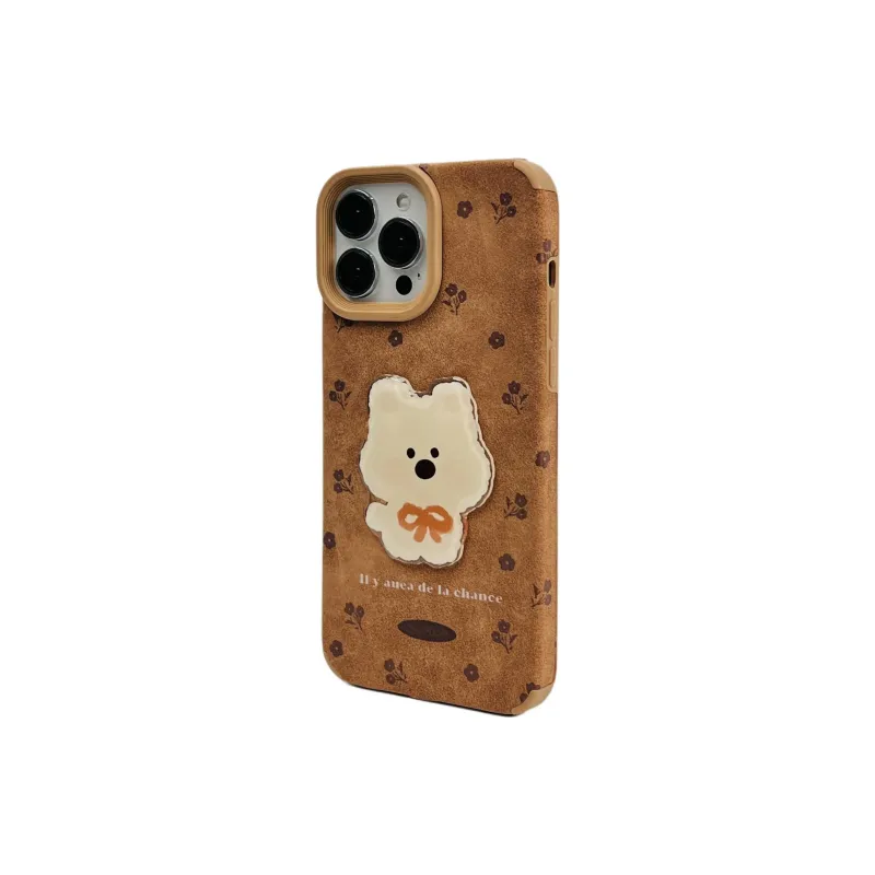 Wei Xin Leather Material Leather 3D Effect Puppy Phone Cases Compatible With IPhone 16/15 Pro Max/Apple 13/14 Pro/Max-2