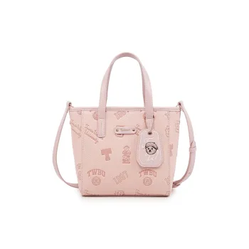 Teenie Weenie PU Shoulder Bag, Crossbody Bag, Basket Bag Regular Women's Cherry Blossom Pink/Cream Yellow