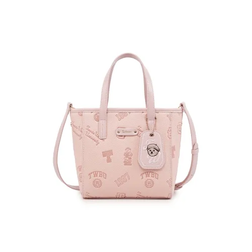 Teenie Weenie PU Shoulder Bag, Crossbody Bag, Basket Bag Regular Women's Cherry Blossom Pink/Cream Yellow