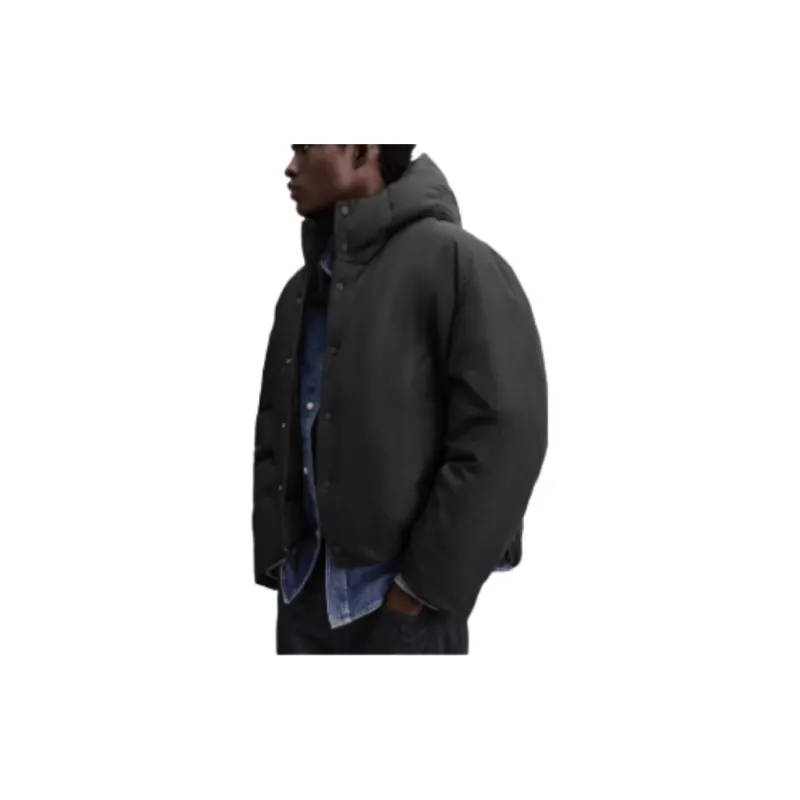 ZARA Puffer Jackets Men Black-5