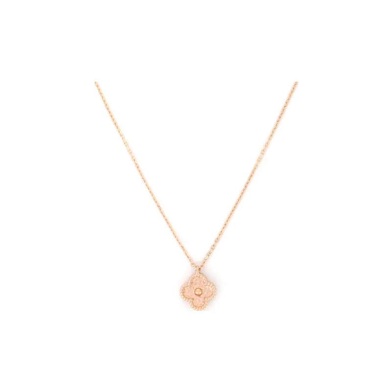 Van Cleef & Arpels Alhambra Four Leaf Lucky Series 18K Rose Gold Necklaces Women's Rose Gold, Single Flower-1